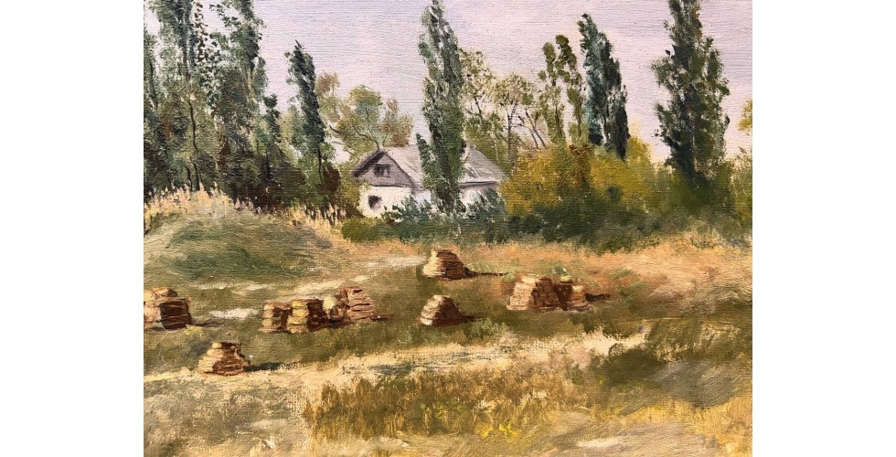 Український художник початку ХХ ст. "Пейзаж з хатами"