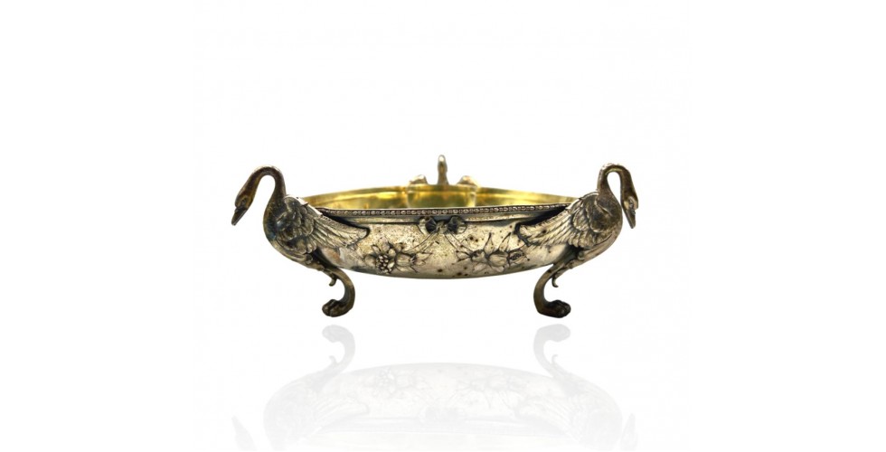 Candy bowl in Empire style, with handles in the form of swans Candy bowl in Empire style, with handles in the form of swans